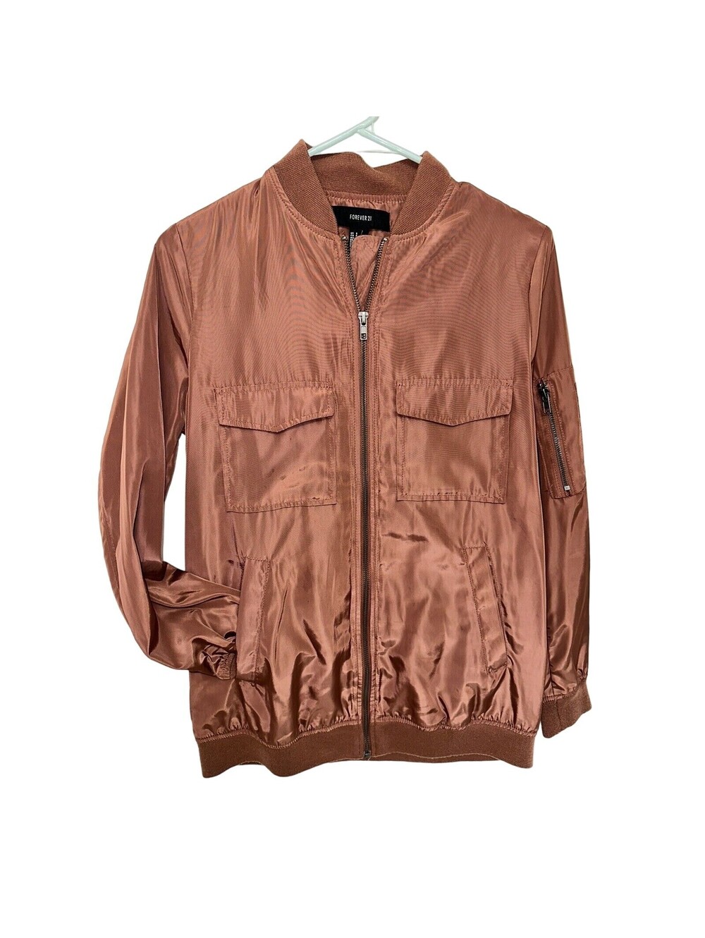 Mens Small Flight Bomber Jacket Lightweight Coat Forever 21 Pink Valentines Day